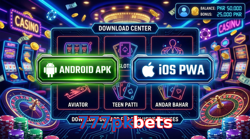 Main screen of 777Pkbets download page for PK players